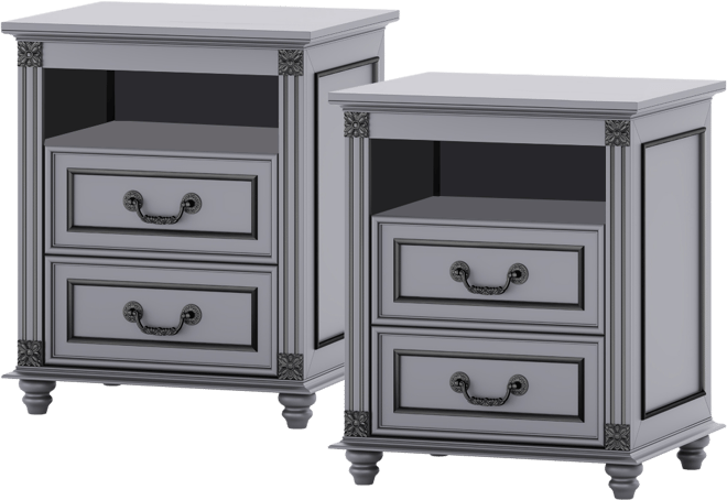 Nightstand with Charging Station, 3-Color Led & 2 Drawers