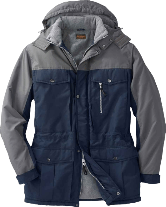 Big & Tall by KingSize Fleece-Lined Parka With Detachable Hood And 6 Pockets