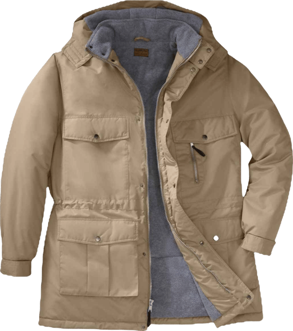 Big & Tall by KingSize Fleece-Lined Parka With Detachable Hood And 6 Pockets