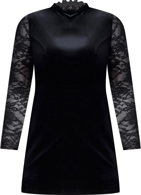 Women's Plus Size Velvet Mini Dress With Lace