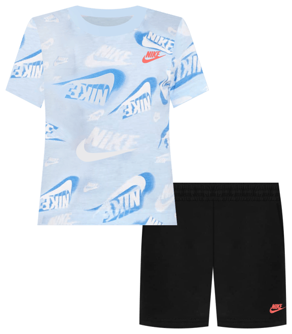 Nike Sportswear Conjunto de playera estampada y shorts de French Terry On the Move infantil