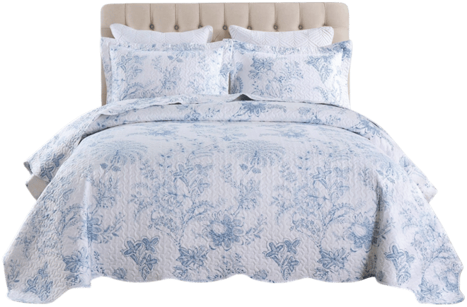 Printed Floral Quilt Set Cozy Bedspread Set Queen