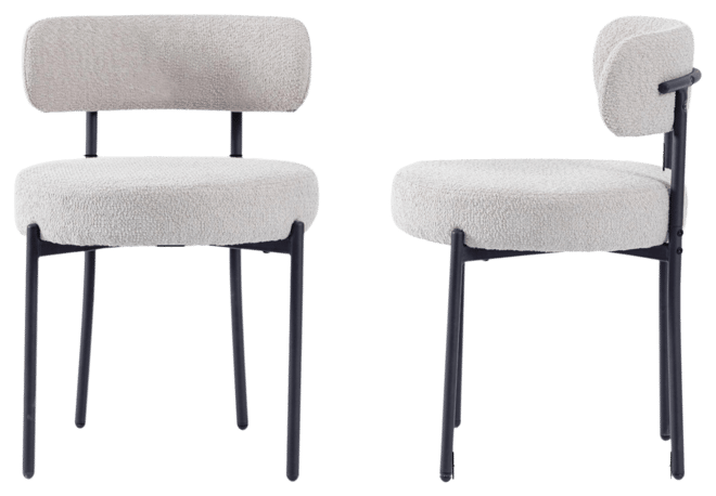 Dyhome Kitchen Chairs Mid-Century Modern Dining Chairs Set of 2, Kitchen Dining Room Chairs, Boucle Upholstered Wishbone Dining Chair