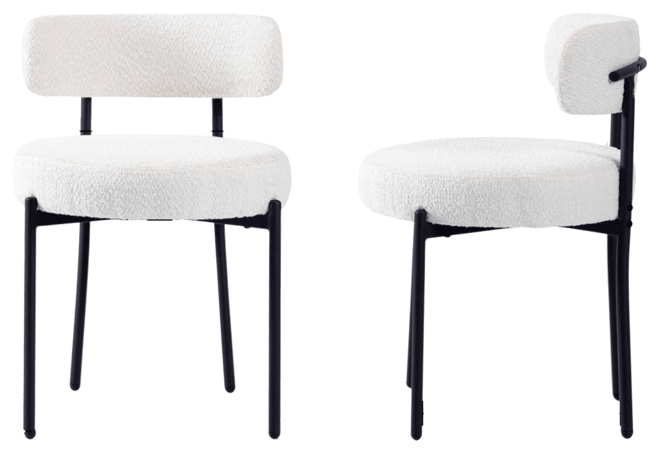Dyhome Kitchen Chairs Mid-Century Modern Dining Chairs Set of 2, Kitchen Dining Room Chairs, Boucle Upholstered Wishbone Dining Chair