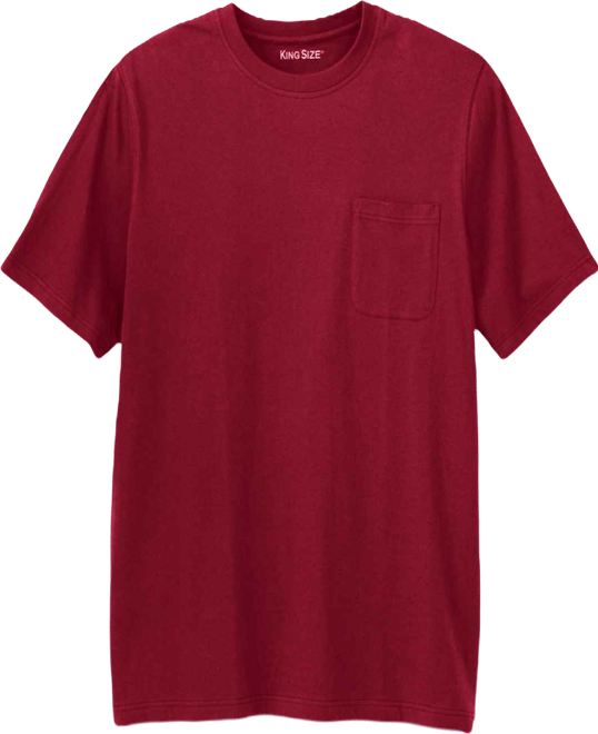 Big & Tall Shrink-Less Lightweight Longer-Length Crewneck Pocket T-Shirt