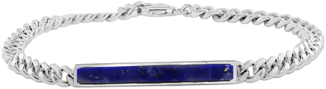 Effy Men's Lapis Lazuli Bar Curb Link Bracelet in Sterling Silver