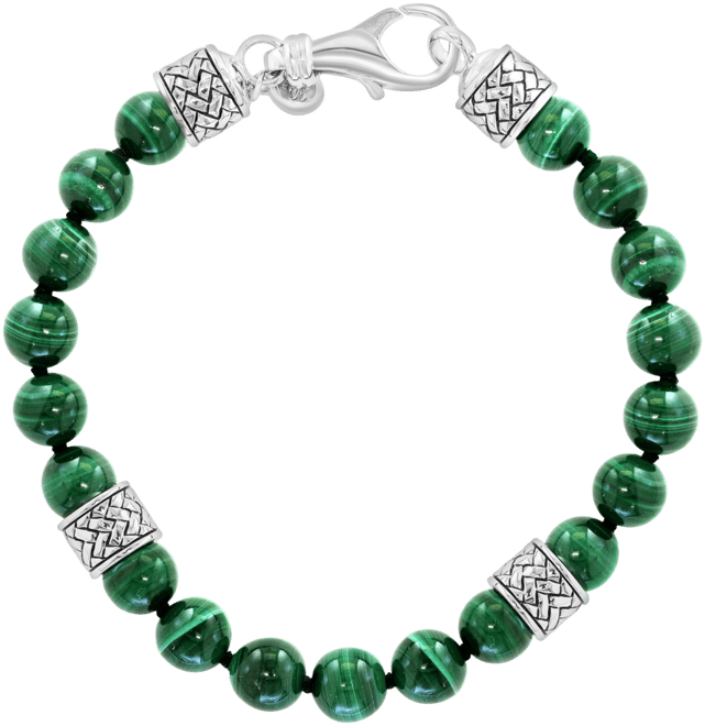Effy Men's Malachite (8mm) Beaded Bracelet in Sterling Silver