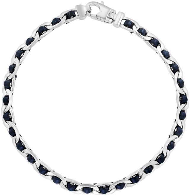Effy Men's Leather Woven Link Bracelet in Sterling Silver