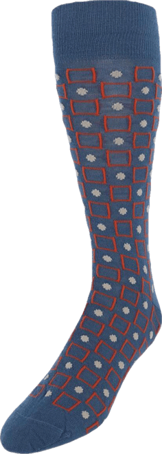 Men's Aurelien Square and Circle Patterned Mercerized Cotton Mid-Calf Socks