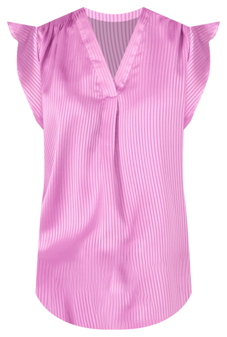 Women's Shadow-Striped Flutter-Sleeve Top