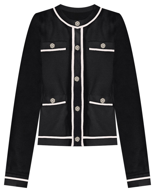 KARL LAGERFELD PARIS Women's Four-Pocket Crewneck Cardigan