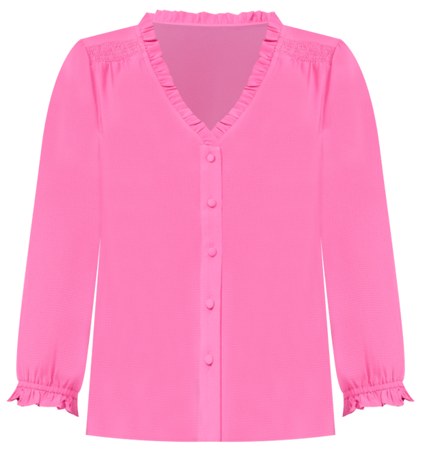 Women's Ruffled Button-Front 3/4-Sleeve Blouse