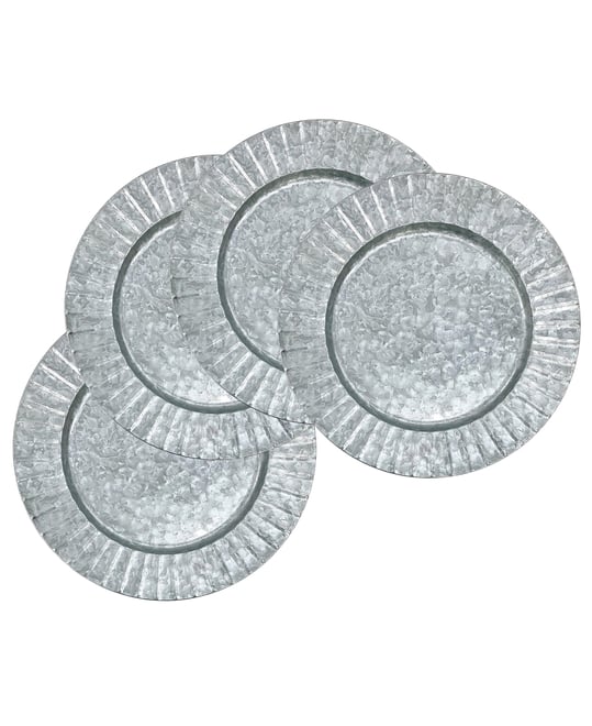 Set of 4 Gallonvanized Charger Plates, 13"D