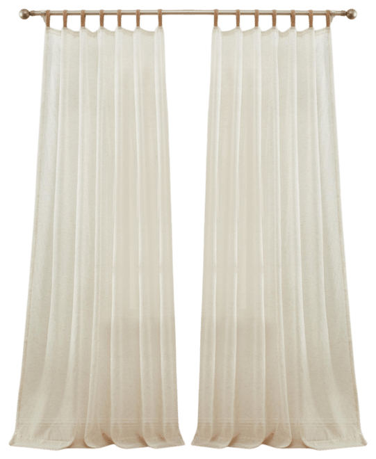 Lena Burlap Flax Linen Semi Sheer Privacy Sun Light Filtering Transparent Window Tab Top Thick Curtains Drapery Panels 2 Panels