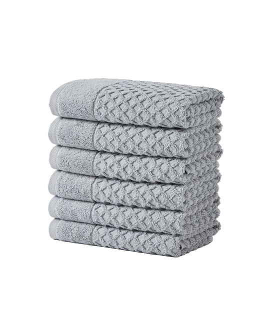 . Quick-Drying Cotton Diamond Waffle Textured 6-Piece Hand Towel Set