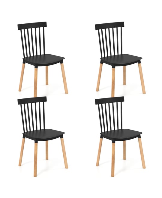 Set of 4 Windsor Dining Chairs Dining Chairs w/ Spindle Backs & Curved Seats