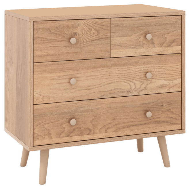 4-Drawer Dresser Cabinet Storage Organizer Rubber Leg with Rail