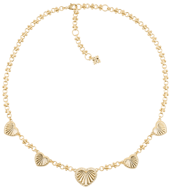 Gold-Tone Pave Textured Heart Statement Necklace, 18" + 3" extender