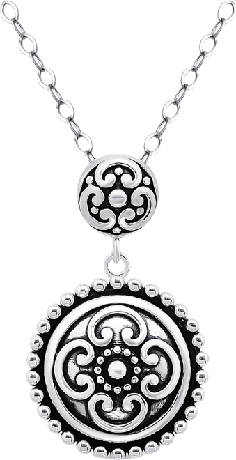 Oxidized Round Circle Celtic Style Pendant Necklace