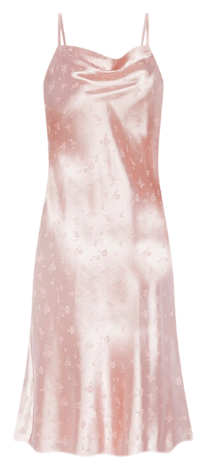 Women's Satin Jacquard Midi Slip Dress, Small, Pink