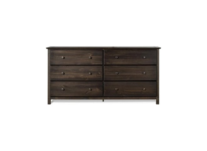 Solid Pine 6-Drawer Chest – Farmhouse Style Wooden Dresser for Bedroom Storage and Decorative Furniture Use