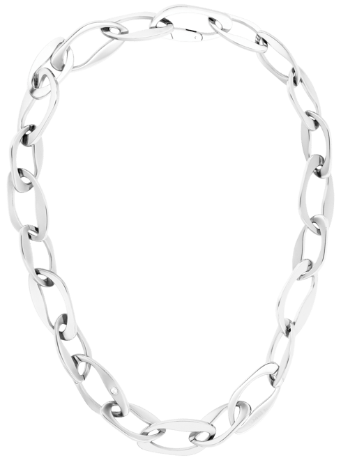 Pave Sculpted Link Collar Necklace, 16-7/8" + 2" extender
