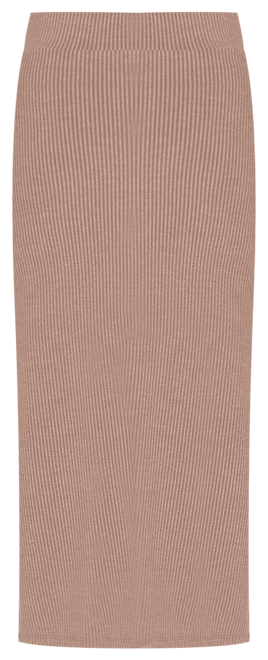 Women's Ribbed Knit Side Slit Elastic Waist Maxi Skirt