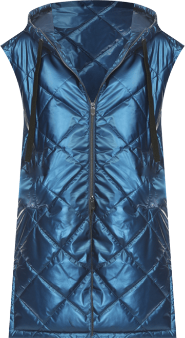 Women's Metallic Long Puffer Vest Jacket