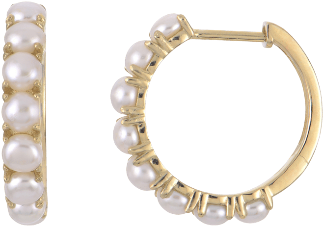 Cultured Freshwater Pearl (2-1/2-3mm) Small Hoop Earrings in 14k Yellow Gold Over Sterling Silver, 1/2"