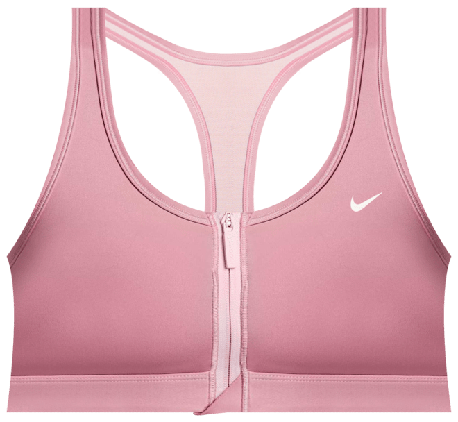 Nike Swoosh Front Zip สปอร์ตบราผู้หญิงซัพพอร์ตระดับกลางเสริมฟองน้ำ