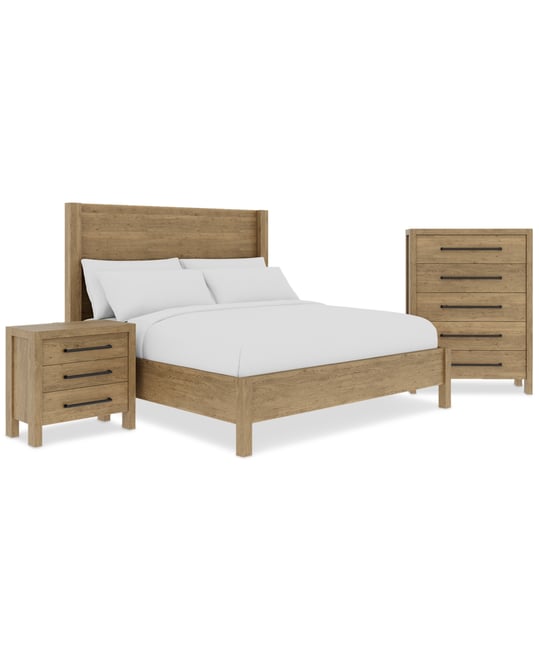 Davie 3-Pc. King Set (Panel Bed, Chest & 3-Drawer Nightstand)