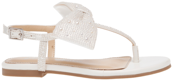 Little and Big Girls Sasha T-strap Sandals with Bow Detail