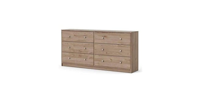 Farmhouse Contemporary 6-Drawer Double Dresser for Bedroom Storage and Rustic Style