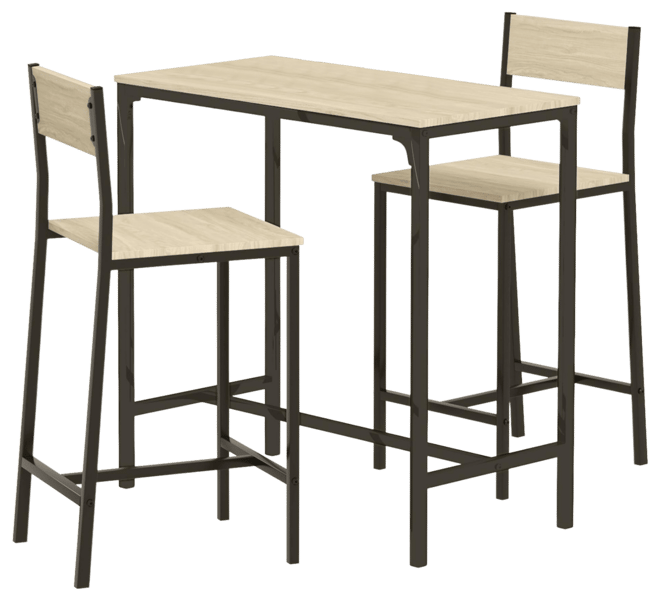 Bar Table and Chairs, Industrial Dining Table Set for 2 Small Space