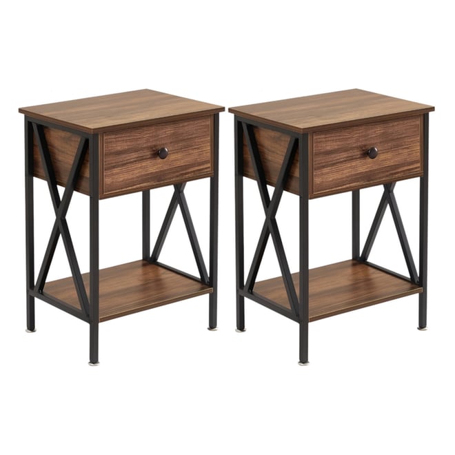 Set of 2 Rustic Nightstands