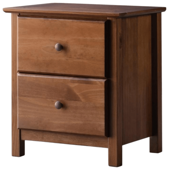 Solid Wood Nightstand with 2 Drawers – Farmhouse Style Bedroom Storage Table with Rustic Finish