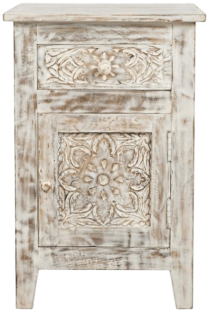 Global Archive Hand Carved Mango Wood Accent Table