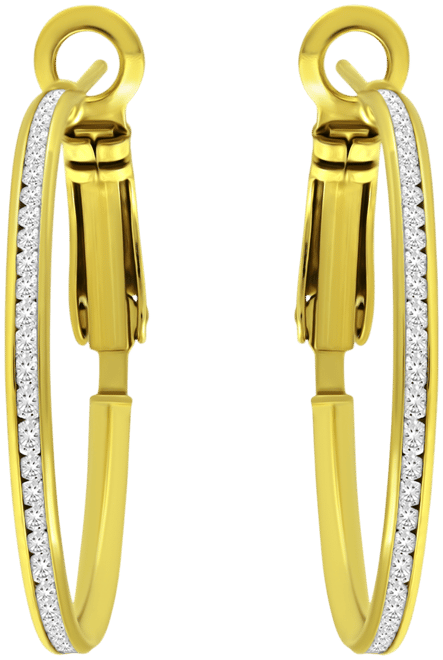 Cubic Zirconia Channel-Set Medium Hoop Earrings, 1.18", Exclusively at Macy's