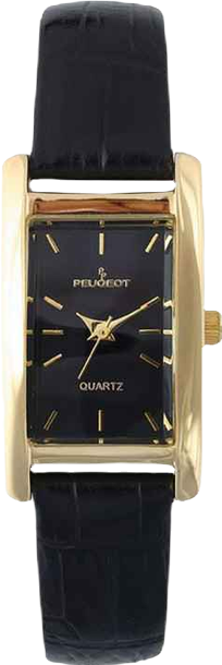 Women's 34x20mm Contour Dress Watch Black Leather Strap