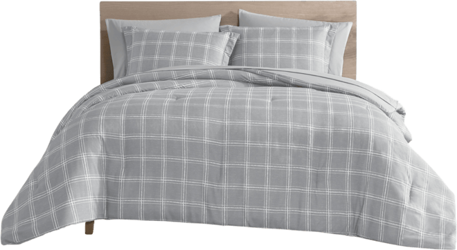 Grid Plaid Reversible 7-Pc. Comforter Set, Queen