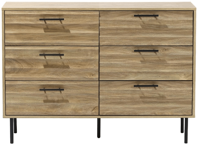 Mid-Century Modern Wave 6-Drawer 47.2-Inch Wide Dresser