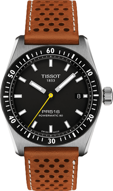TISSOT PRS 516 デイデイト 自動巻き 腕時計 レザー Tissot Men's Swiss Automatic PR516 Powermatic 80 Brown Perforated
