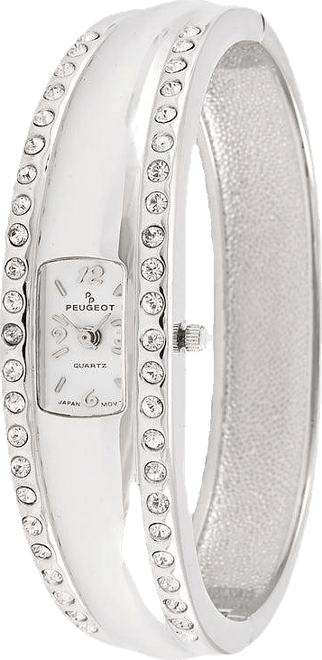 Women's Silver-Tone Crystal Accented Cuff Bangle Fashion Watch