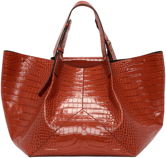 W11 Jumbo Tote In Brick Red Croc Embossed Leather
