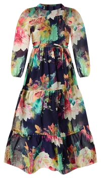 Melonie T Womens Long Sleeve Floral Maxi Dress