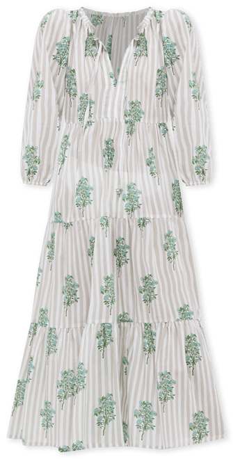 Sand Striped Bouquet Long Sleeve Salty Paloma Caftan
