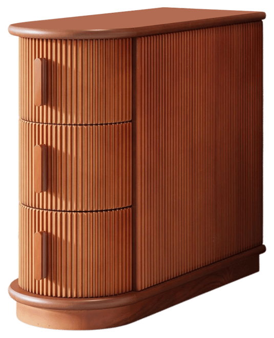 Solid Wood End Table, 3-Drawer Modern Sofa Side Table, Narrow Chair Side Table Slim Nightstand for Living Room, Bedroom, Finished Back, No