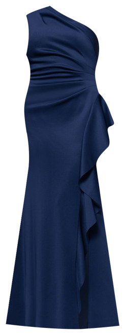 Women's Ruffled One-Shoulder Scuba Gown