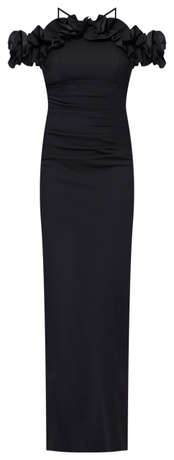 Women's Halter-Strap Ruffled Gown