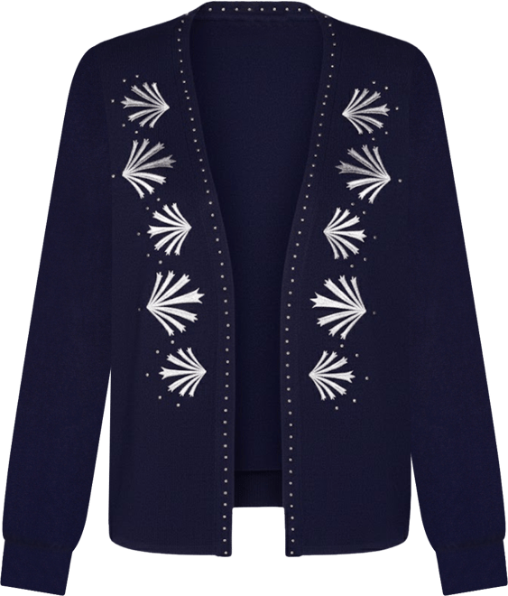 Women's Black Label Embroidered Open-Front Cardigan Sweater